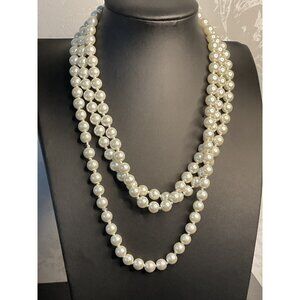 Extra Long Elegant Faux Pearl Layering Necklace